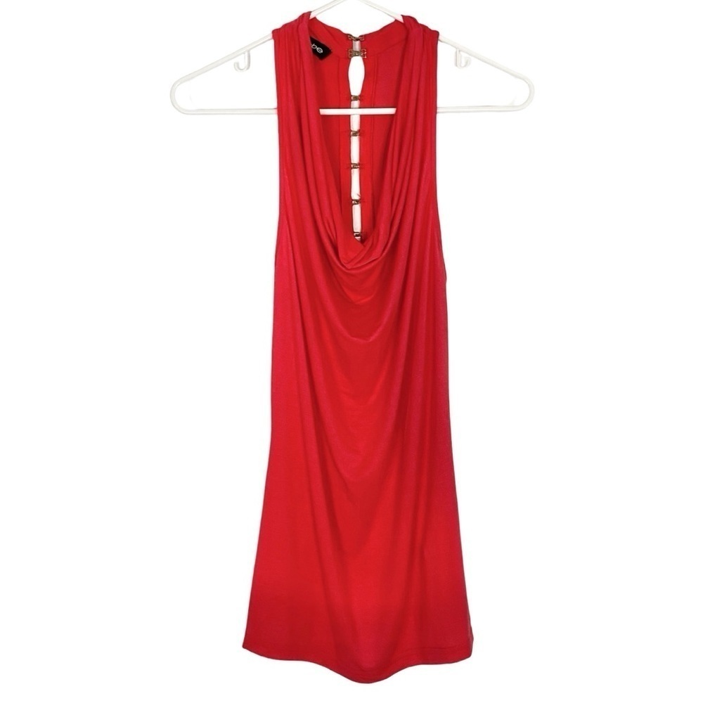 Bebe Tank Top Tunic Womens Size Small Cowl Neck Coral Red New NWT Shirt